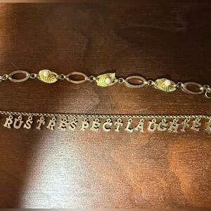 Gold Tone Letter Charm Bracelets,- Letter & Leaf